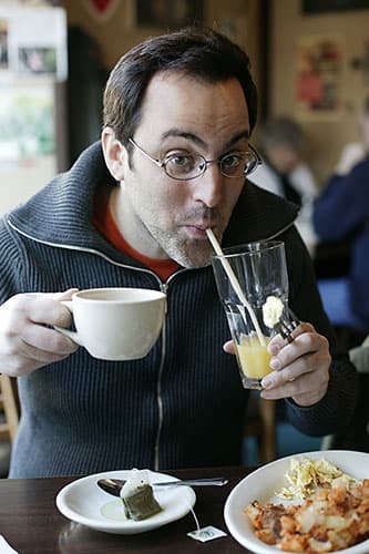 Up at the crack of noon, replenishing the comedy juices