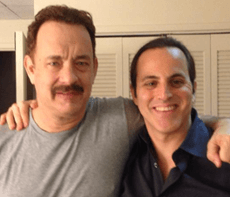 Ray backstage with Tom Hanks